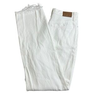 Madewell Womens‎ 27 Tall White High Rise Distressed Baggy Straight Jeans NJ357
